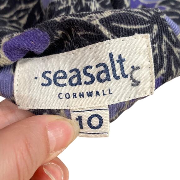 Seasalt Cornwall Blue Leaf Apple Print Corduroy A-line Midi Recital Skirt SZ 6 - Picture 9 of 10